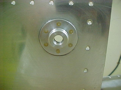 Drain flange as it looks from the outside of the skin