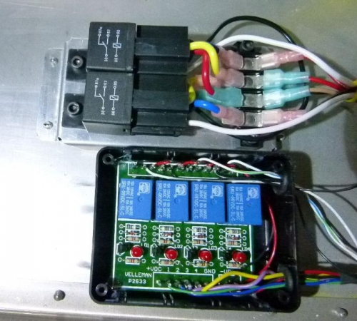 Trim and flap control relays.