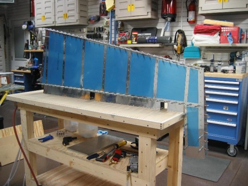 Trial Fitting of Rudder Assembly with Clecos