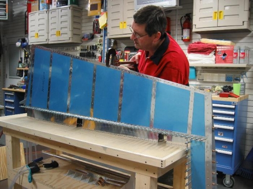 Me Riveting the Trailing Edge (for the FAA)
