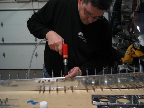 Me Countersinking the Rear Spar (for the FAA)