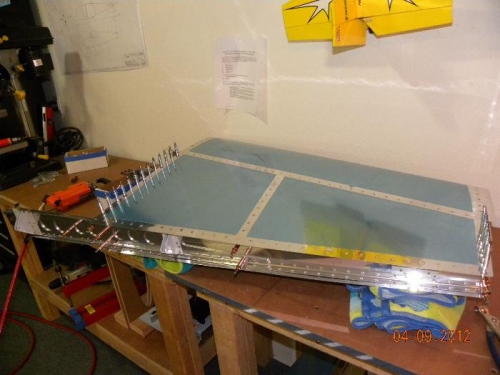 Rear spar cleco'd to skins  & ribs