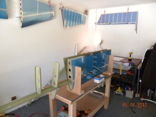 Primed parts, riveting Right Skin to Skeleton