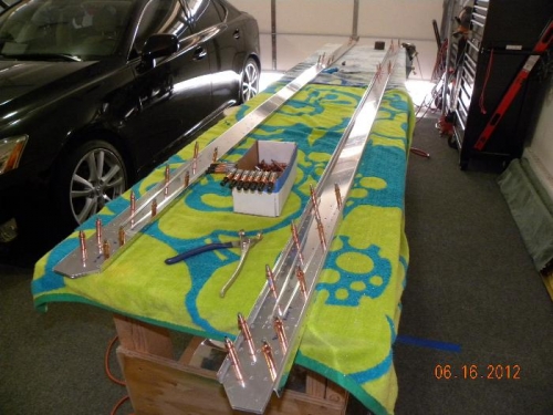 Rear wing spars Cleco'd and match drilled