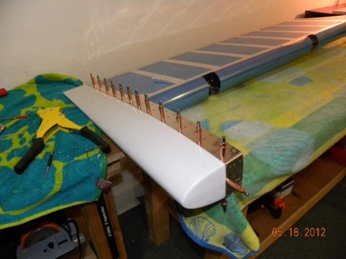 Fiberglass Tip Cleco's into place after trimming to fit