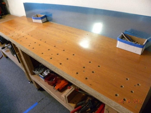 work surface pre-drilled with 5/8