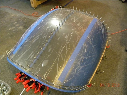 Canopy drilled and cleco'd to silder frame