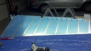 Skins clecoed onto the spar