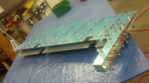 Right elevator clecoed and drilled out