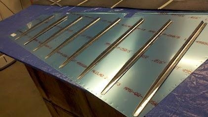 Stiffeners as they would lay out on the left rudder skin