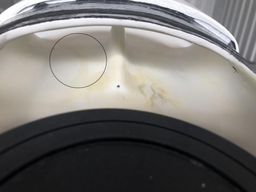 Fuel stains show reverse flow