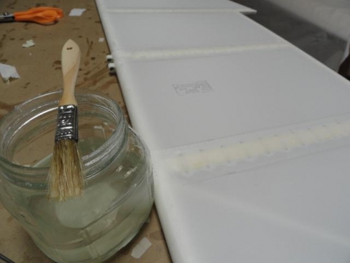 Gluing finishing tapes