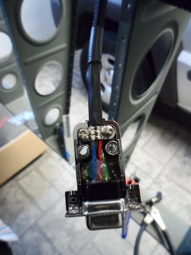 Securing wires with hot glue inside D9 D-sub connector