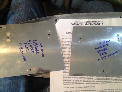 Inboard/Outboard LH fuel tank sender plates ready