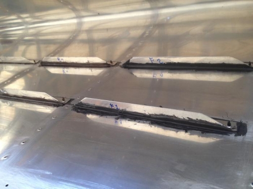 Stiffeners installed with 100% clecos