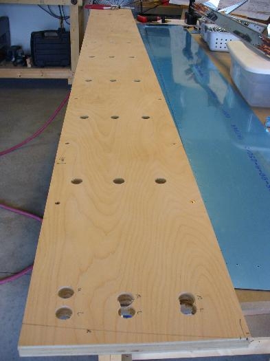 Tabletop with cleco clearance holes drilled