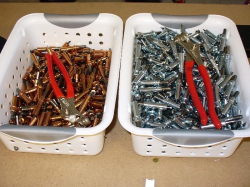 100's of clecos - temporary fasteners.