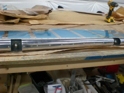 Leading edge rivited & rod ends installed