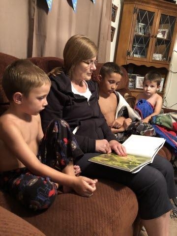 Grandma reading bedtime Bible Story