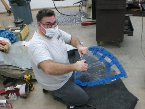 Rob working the windscreen after the cut