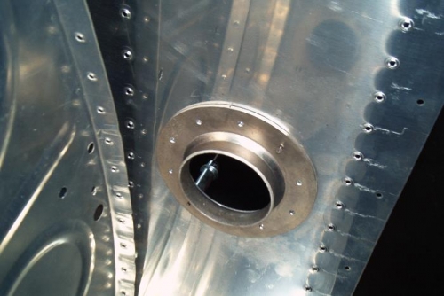 Inside the fuel tank showing cap flange
