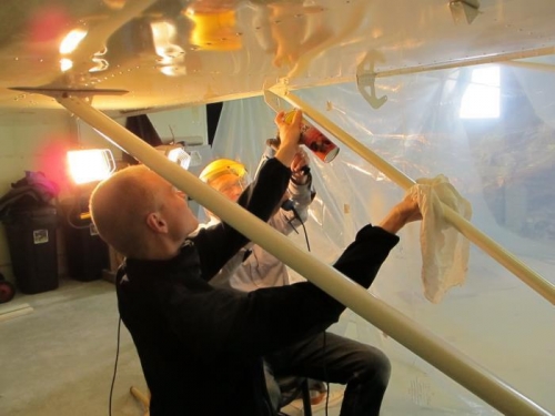 Drilling holes in the rear wing strut