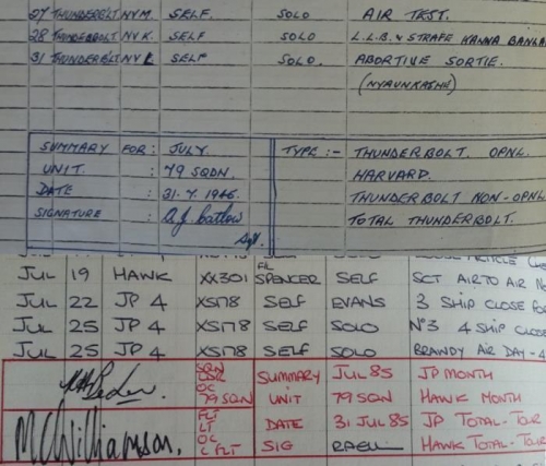 Our RAF logbook summaries for July