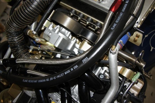 Top of engine throttle cable connection