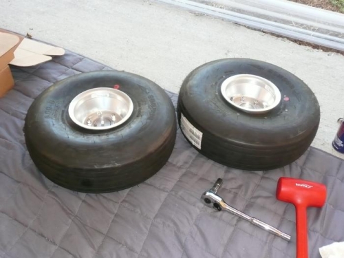 Wheels assembled, shown before inflating