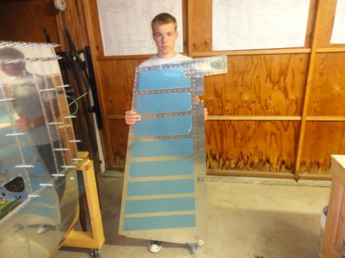 Jake with the completed rudder