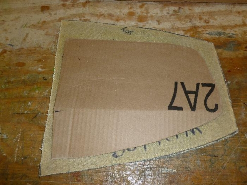 Cardboard template sanded to shape