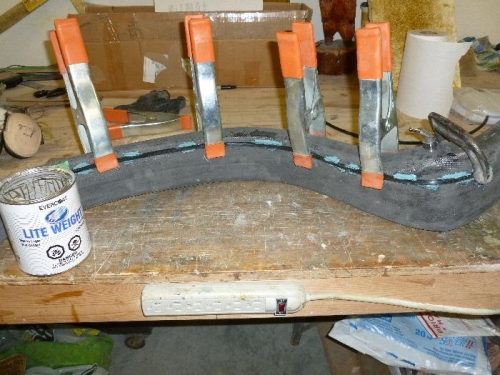 Bondo and 5 minute epoxy to hold in place