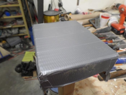 Cardboard box with duct tape