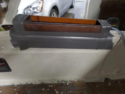 Armrest in position for flange.