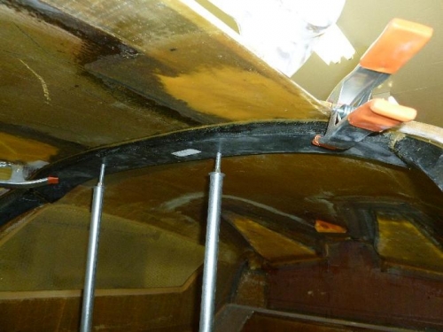 Center Beam in place with Structural Adhesive