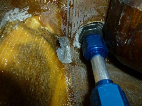 Steel true fitting nut had to be recessed.