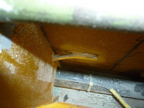 Tubing installed to hold cable.