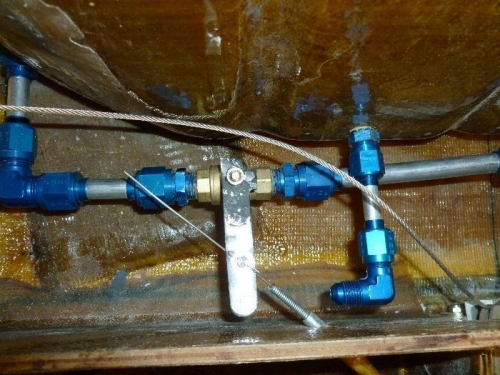 Ball valve in off position.