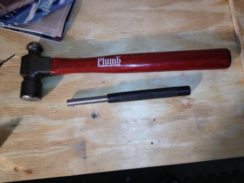 Pin Punch and Hammer I used to clean up the Shop Head of the Rivets