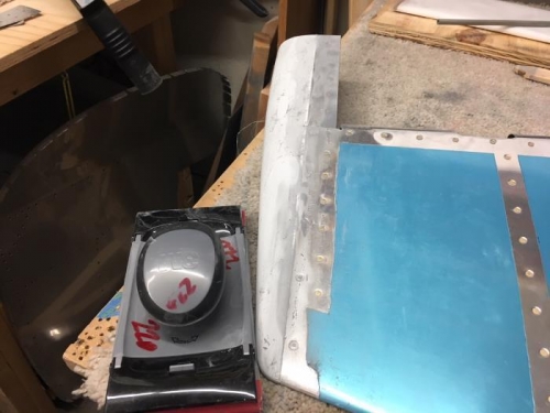 redo/remove/sandoff of glass on rudder cap