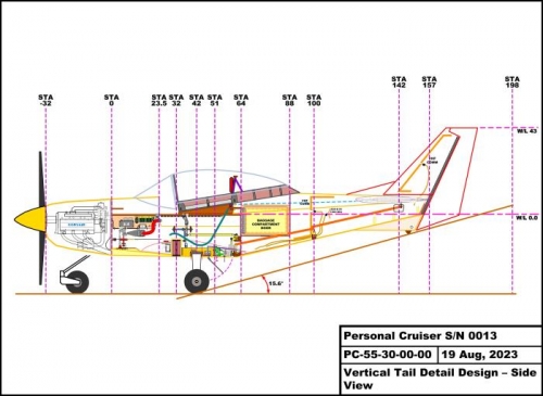 Side view of Redesigned Wing and Vert Tail