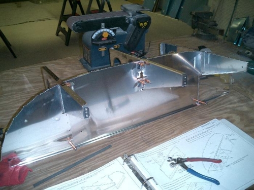 Front view of sub panel attached to ribs.