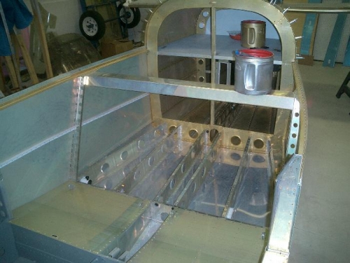 Rear seat pans ready to go and another view into the hat shelf once the skin is in place.