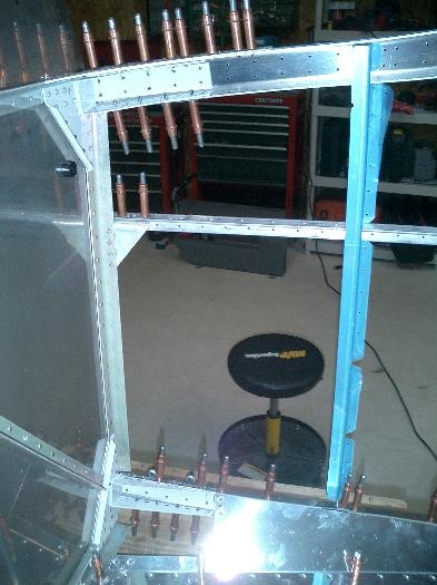 Inside view of the right firewall attached skin support.