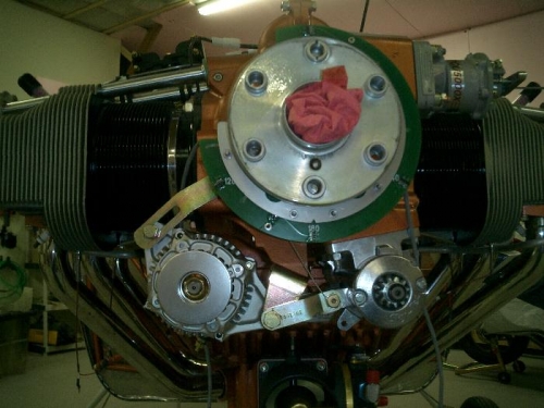 Alternator and starter mounted