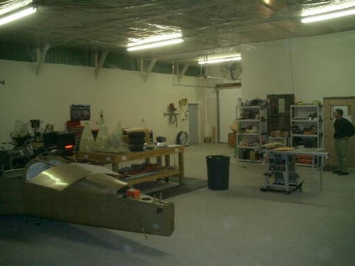 Partial view of the almost complete workshop/hanger