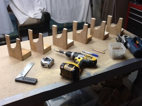 Blocks shaped and stands attached