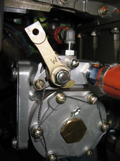 The mixture control arm after rotating 90'.