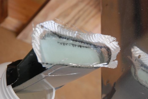 First layer of fiberglass to close the ends