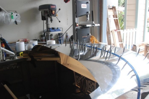 Top skin and frame jigged in place